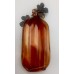 DECORATIVE AMBER GLASS BOTTLE WITH DANGLING METAL LEAVES   253769568814
